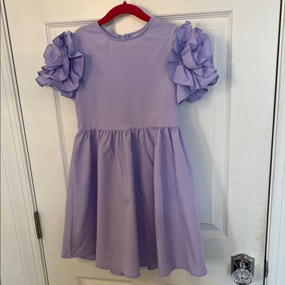 SHEIN Lilac Ruffle Sleeve Kids Dress